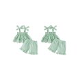 thumbnail image 2 of BemeyourBBs Toddler Baby Girl Summer Clothes Cute Infan Baby Girls Summer 2 Piece Outfit 6 12 18 24 Months 2 3 4 Years Strap Tie-up Striped Layered Camisole TankTop with Shorts Set, 2 of 9
