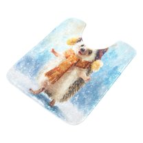 U-Shaped Toilet Mat Plush Bathroom Rug Mat Non Slip Bathroom Mats Cute Hedgehog in Hat