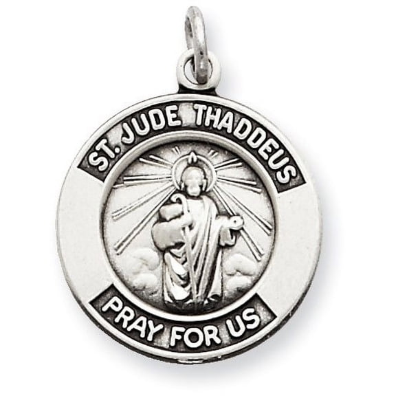 Sterling Silver Round Antiqued Saint Jude Medals - 2/3 Inch Wide X 2/3 Inch Tall - Sterling Silver