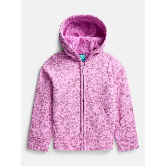 Wonder Nation Girls Kid Tough Fully Lined Zip Hoodie Jacket, Sizes 4-18 & Plus