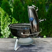 Slow N Sear 18” Black Charcoal Kettle Grill with Patented Charcoal Basket for 2-Zone Cooking & EasySpin Grate