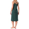 thumbnail image 3 of INSPIRE CHIC Womens Sleepdress Satin Sleeveless Double Spaghetti Strap Criss Cross Back Sexy V Neck Midi Lounge Nightgown XL Green, 3 of 6
