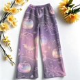 thumbnail image 5 of Halloween Pajama Pants for Women,Plus Size Halloween Printed Elastic Waist Wide Leg Sleep Pants,Casual Loose Sleepwear Bottoms Lounge Pants Dark Purple,2XL, 5 of 6