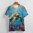 thumbnail image 3 of Nautical Green Sea Turtles Women's Short Sleeve Tops Casual Blouses T Shirt, 3 of 6