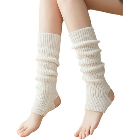 

Sofullue Knitted Stockings Calf Length Long Socks Crochet Leg Warmers Hollow Stockings