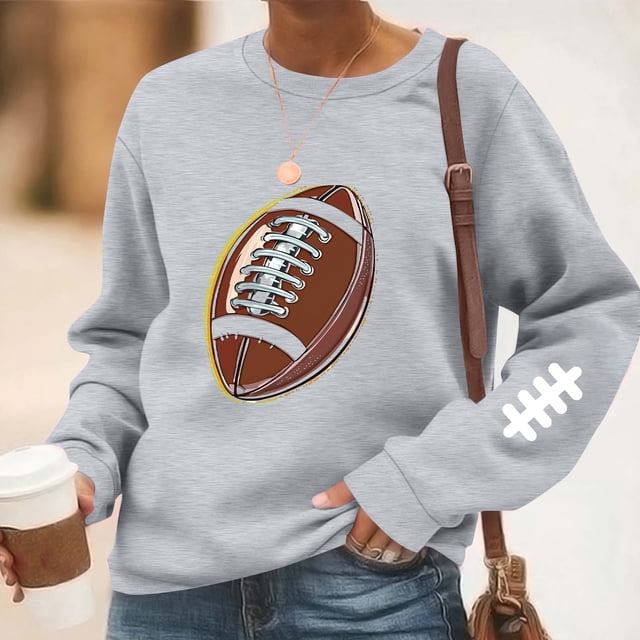 TaTaai Women Baseball Print Crew Neck Long Sleeve Drop Shoulder Top Hoodie Ladies Spring Autumn Daily Commute Street Wear Soft Comfortable No Fading Machine Washable Stylish Top Gift