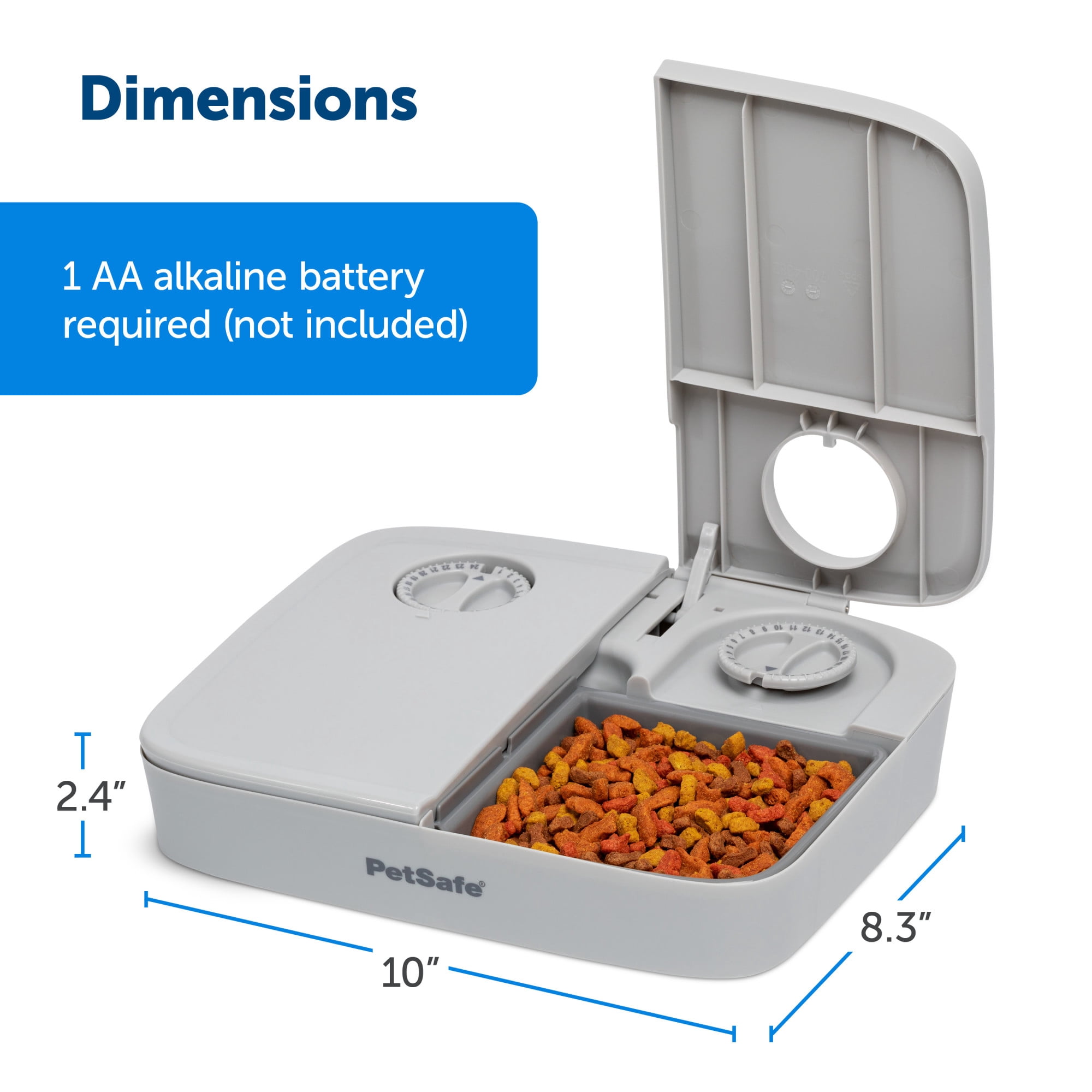 PetSafe Analog 2 Meal Programmable Pet Feeder, Dry or Semi-Moist Food, 3 Cup/16 Oz Capacity