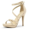 thumbnail image 1 of BLISSFUL STEP Women's Solid Color Stiletto Heel Zipper Ankle Strap Platform Sandals, 1 of 7