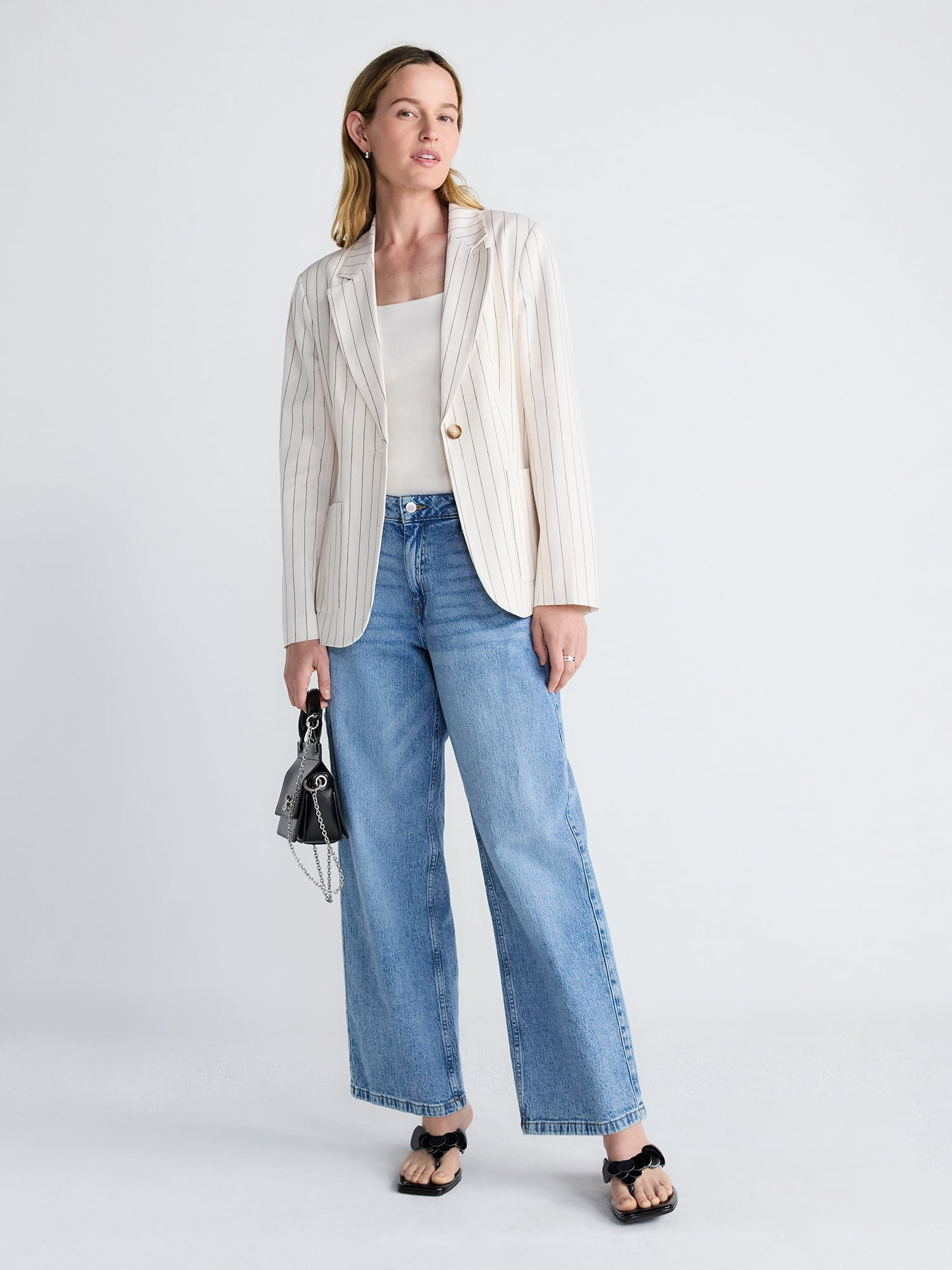 Scoop Women’s and Women's Plus Linen Blend Blazer, Sizes XS-4X