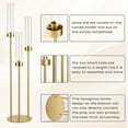 thumbnail image 3 of 8Pcs Gold Candelabra with Acrylic Lampshade, 3 Arm Taper Candle Holder, 33.8 in Tall Metal Candlestick for Table Centerpieces, Wedding Decor, 3 of 8