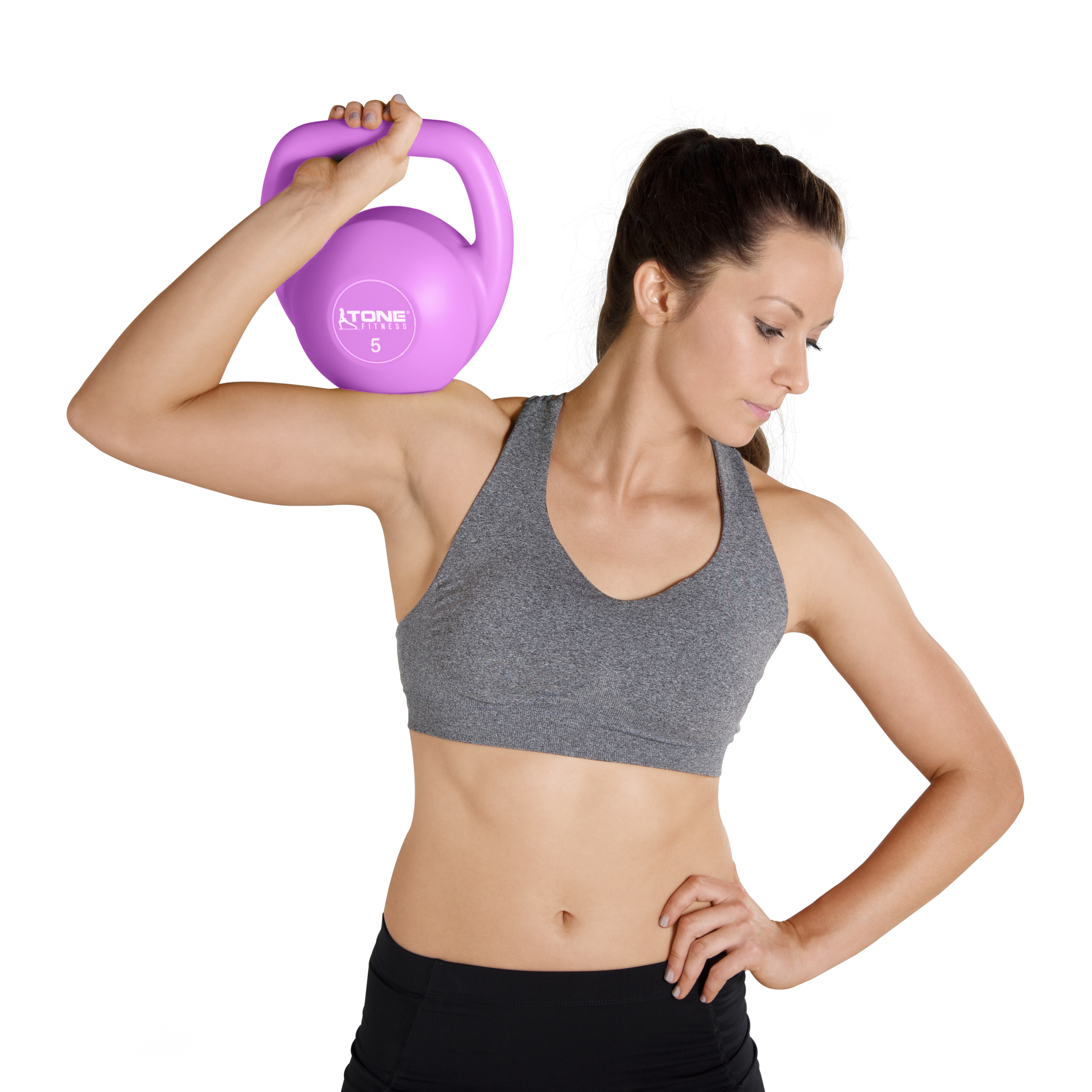 Tone Fitness CAP Barbell Vinyl Kettlebell, 5 Lbs, Pink photo 2