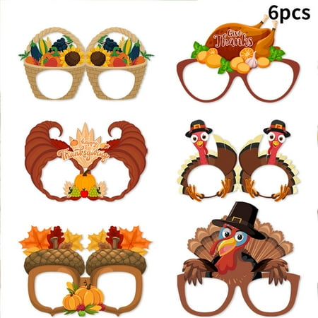 

Thanksgiving Turkey Pumpkin Paper Glasses Children Adult Photo Props Decoration Supplies