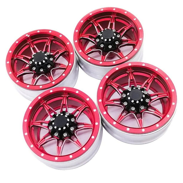 Juego de Llantas de Rueda de Coche RC de 4 Piezas 1/10 para Piezas de Bricolaje de Actualización de Orugas de Roca RC rojo Baoblaze Llantas de riel RC