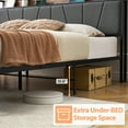 thumbnail image 5 of Twin/Full/Queen/King Size Bed Frame with 2 Storage Drawers and Charging Station, Rustic Upholstered Linen Platform Bedframe with Storage Headboard, Heavy Duty, Easy to Assemble, No Box Spring Needed, 5 of 6