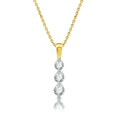 Brilliance Fine Jewelry 1/2 CTTW Lab Grown Diamond Three Stone Women's Pendant Necklace 14K Yellow Gold Plated