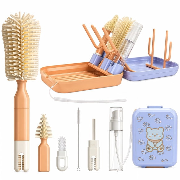 Kit portátil 8 en 1 de cepillos para biberones Pevxuoleo