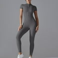 thumbnail image 2 of SwiftWear Jumpsuits for Women Solid Color Short Sleeve Quarter Zip Tight Jumpsuits Yoga Gym Bodybuilding Quick Dry XL, 2 of 9