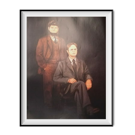 Mose & Dwight Schrute Portrait Painting Poster The Office TV Show Dunder Mifflin