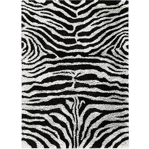 Nourison Splendor Black/White Shag Area Rug SPL17 2'3