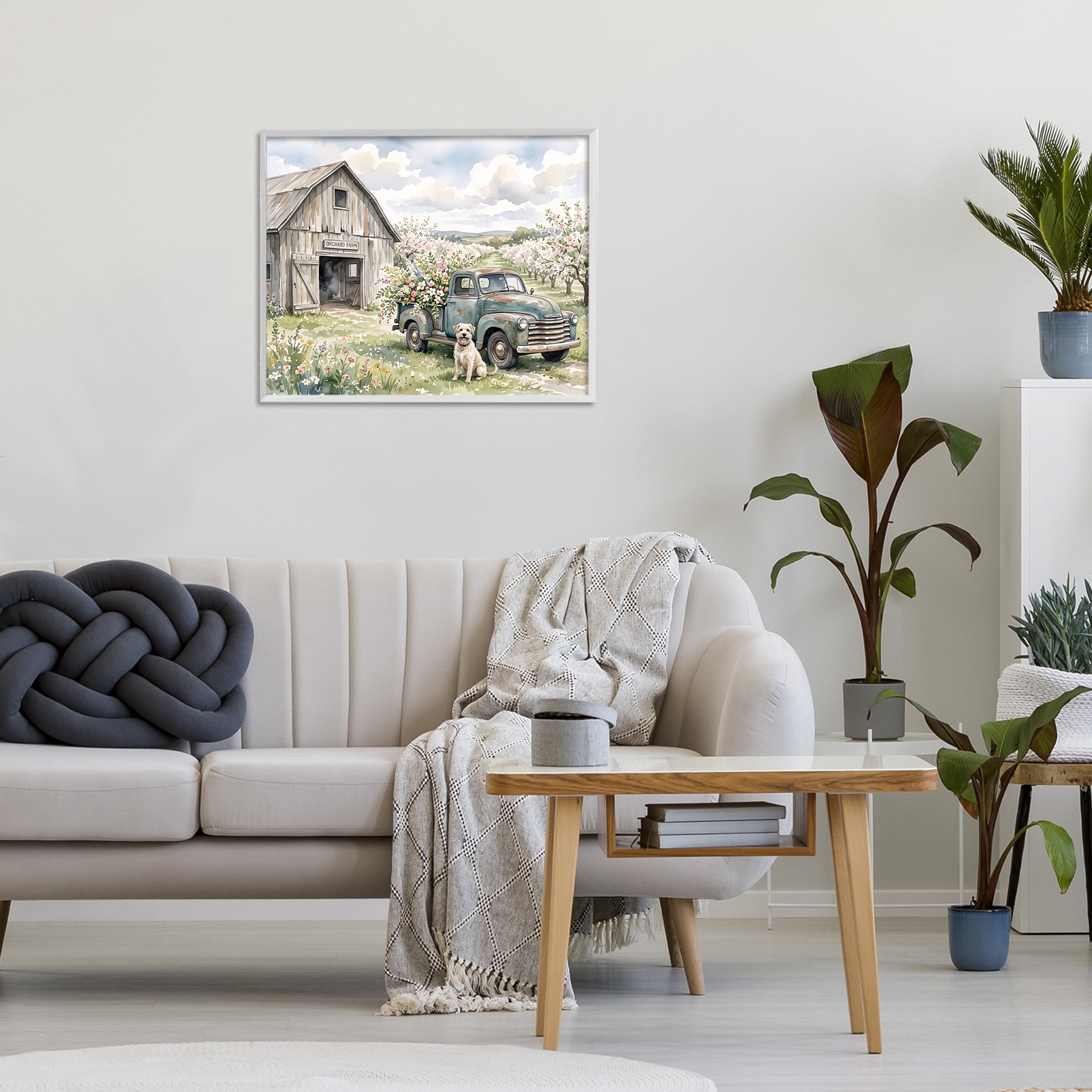 Stupell Industries Spring Orchard and Truck White Framed Giclee Art, design by Tabz Jones