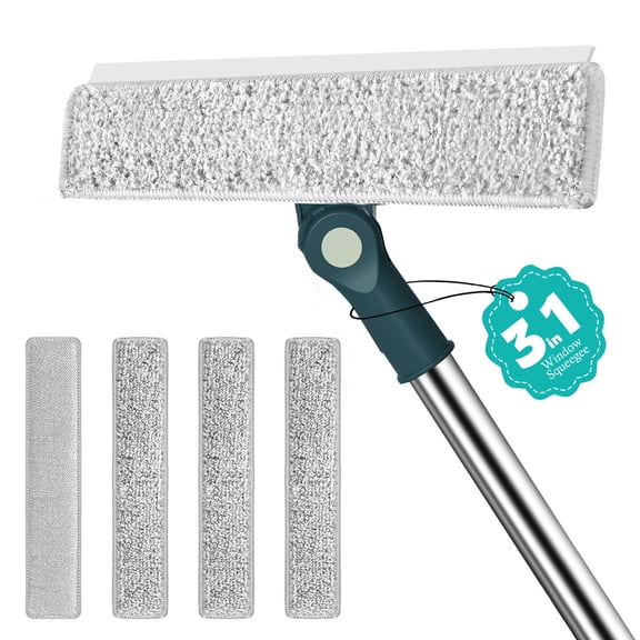 Amaopus Window Squeegee for Home, Window Cleaning Kit with 78" Extension Pole, Professional Window Cleaner Tool for Outdoor Windows, Glass, Mirrors, Screens with 4 Microfiber Cloths