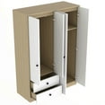 thumbnail image 3 of MAYEERTY 4-Door Wardrobe Closet - Drawers, Shelf & Hanging Rod, White, 3 of 18