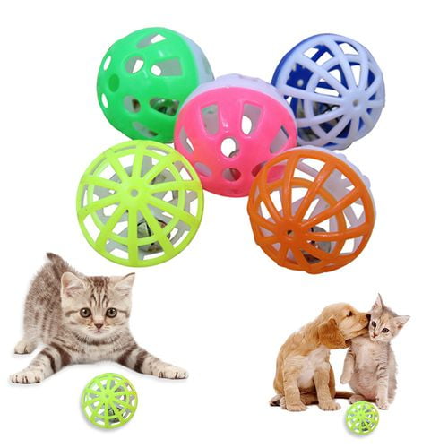 SHIYAO 4cm Plastic Pet Cat Kitty Play Balls with Chase Rattle Bell for