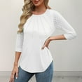 thumbnail image 4 of Jamicy Blouse for Women 2025 Summer Wear Women's Waffle Knit Tops Dressy Business Casual Blouses Lace 3/4 Sleeve Work Shirts Fall Clothes, 4 of 8