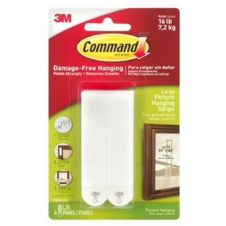 Command Large Picture Hanging Strips, White 4 ea (Pack of 3)