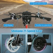 Elifine 500W 26 Electric Bike Folding Electric Mountain Bike for Adults, 22Mph, 48V 7.8Ah Battery Foldable Ebike, 21 Speed, Full Suspension Mountain E-bikes for Men Women with 5 Riding Modes, UL2849