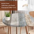 thumbnail image 5 of Round Table Cover 45-54 Inch Farmhouse Wood Grain Waterproof Reusable Table Cloth Round Fitted Vinyl Tablecloth with Elastic Edged for Parties Outdoors, Vintage Shabby Country Blue Grey, 5 of 6