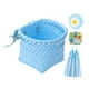 thumbnail image 1 of Cesta de bicicleta para niños tejida a mano, cesta de triciclo de repuesto, cesta de almacenamiento desmontable Azul, 1 of 9