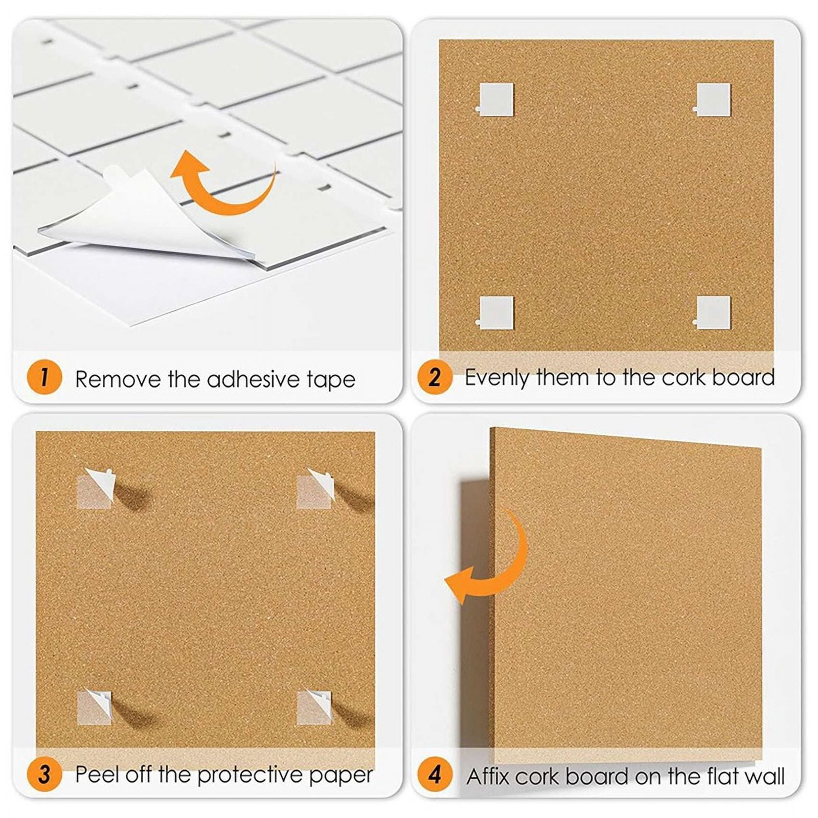 12inch X 12inch Cork Tiles, 12 Pack Cork Boards for Wall with Safe Removable Adhesive Tabs, Large Cork Bulletin Boards