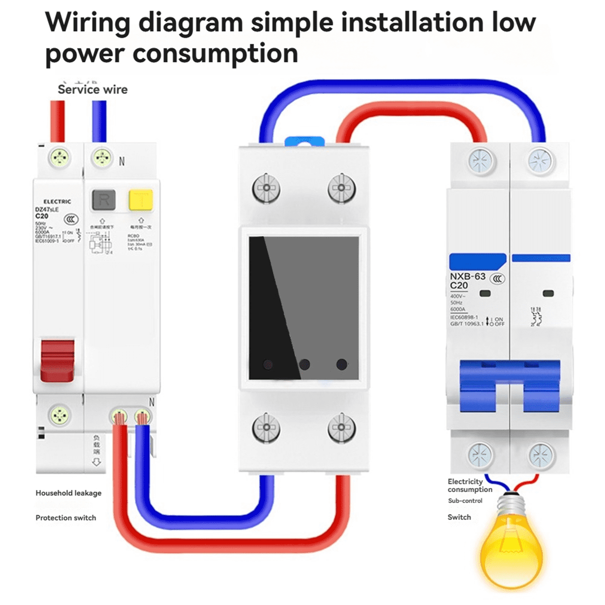 GR2P 100A Smart Electricity Meter Tuya WiFi Din Rail Power  Meter Digital Display Monitor Voltage Curve Ammeter