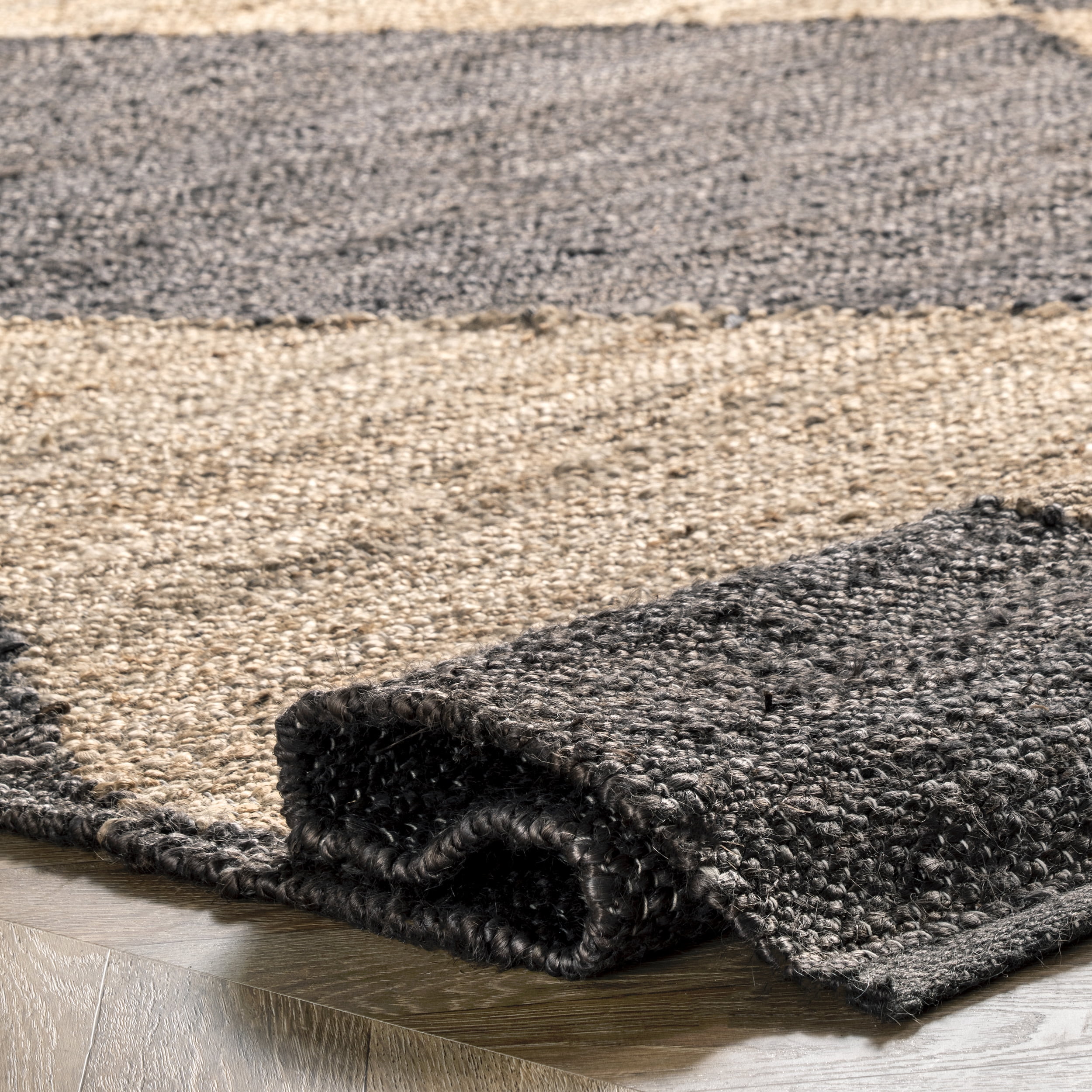 nuLOOM Pandora Diamond Jute Black 4' x 6' Geometric Area Rug