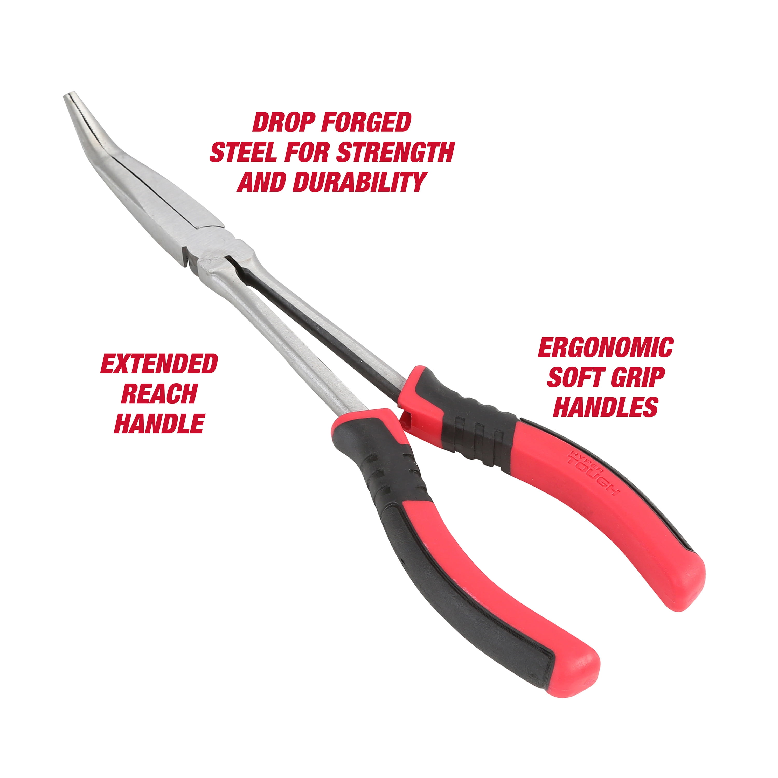 Hyper Tough 11-Inch 45 Degree Long Nose Pliers with Ergonomic Soft Grip