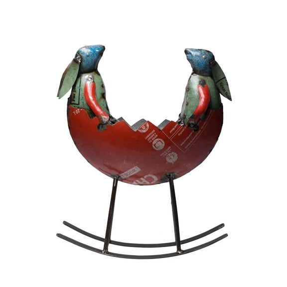 De Kulture Works Iron Rocking Rabbit Decorative Collectible Figurine Showpiece Decoration