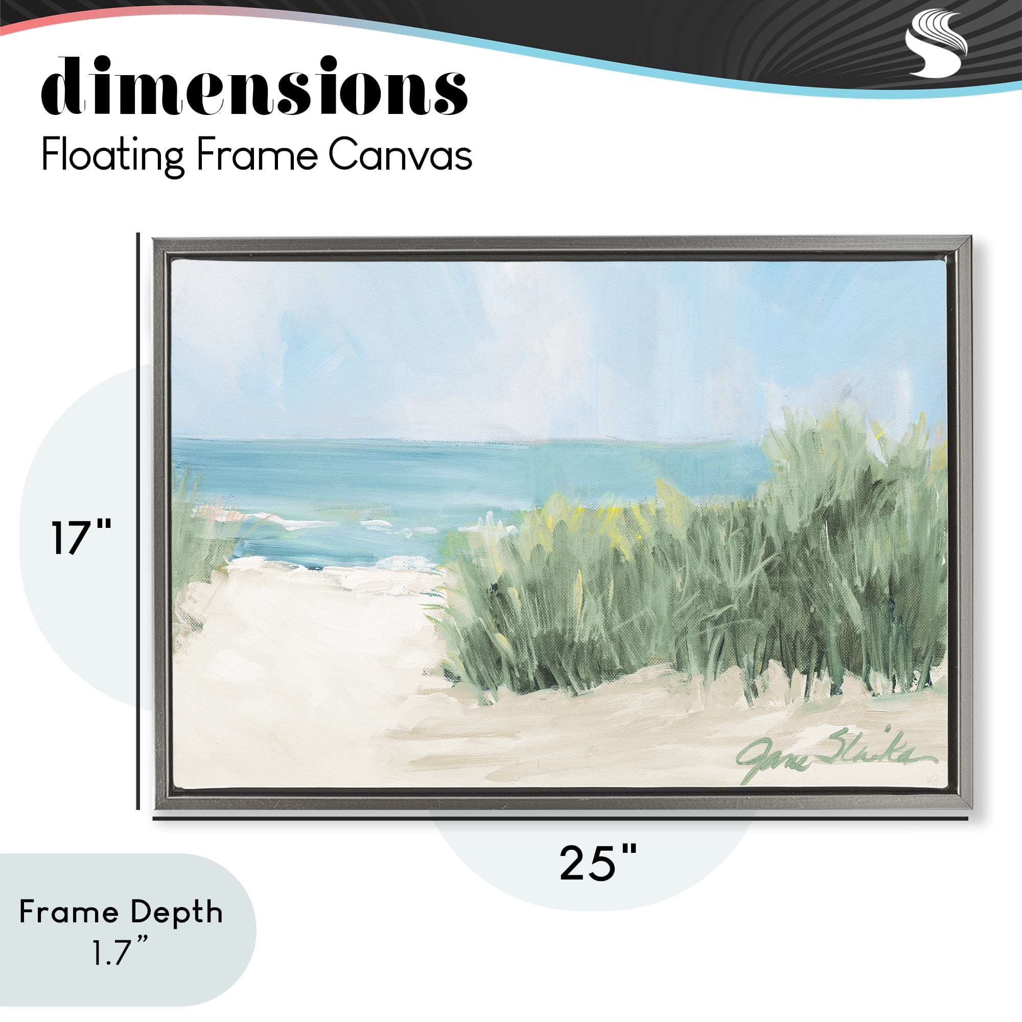 Stupell Industries Soothing Beach Day Gray Framed Floater Canvas Wall Art, design by Jane Slivka