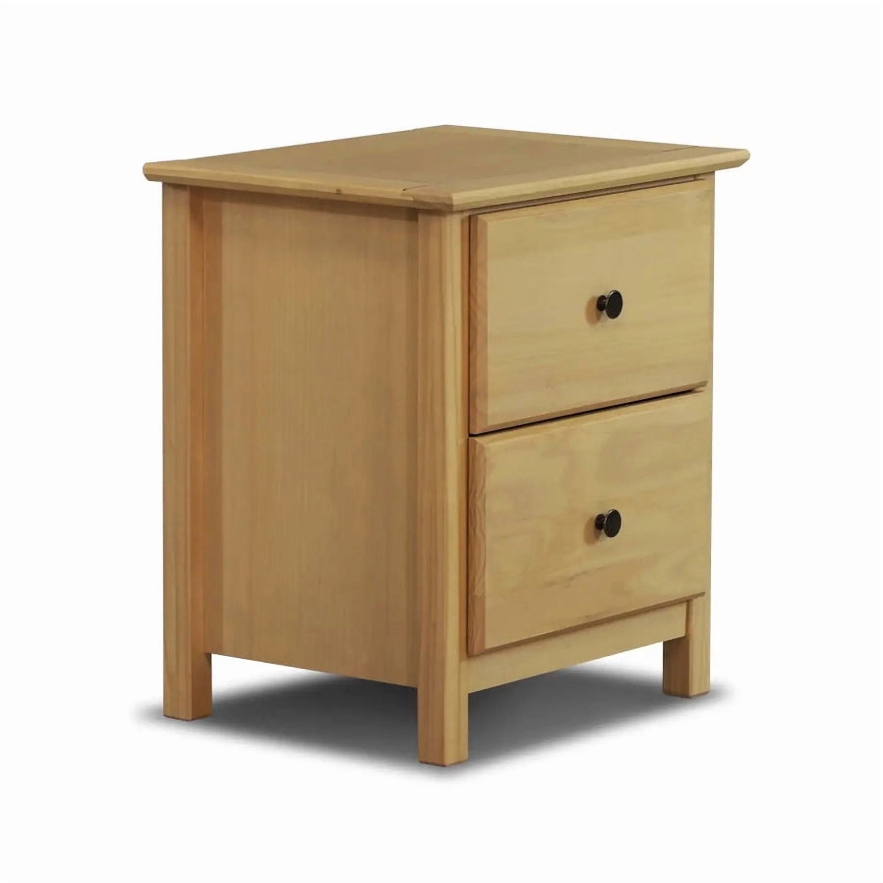 Grain Wood Furniture Shaker 2-Drawer Bedside Nightstand, Solid Wood with Natural Finish