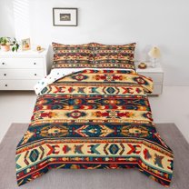 Homewish Hippie Aztec 3-Piece Full Size Comforter Sets For Teens Female Men,Exotic Style Bedding Comforter Set,Bohemian Tribal Lightweight Bedding Sets,Ultra Soft Home Decor,Reversible
