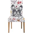 thumbnail image 2 of KXMDXA Traditional Tattoo Flash Bulldog Pug Dog Stretch Chair Cover Protector Seat Slipcover for Dining Room Hotel Wedding Party Set of 4, 2 of 6