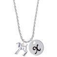 thumbnail image 1 of Delight Jewelry Silvertone Equestrian Horse Silvertone Script Initial Disc - X - Charm Necklace, 20"+3", 1 of 1