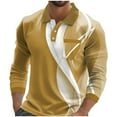 thumbnail image 2 of Fnnxeal Mens Polo Shirts Collar Breathable Fall Winter Casual Long Sleeve Yellow Polo Shirts for Men Size XL, 2 of 3