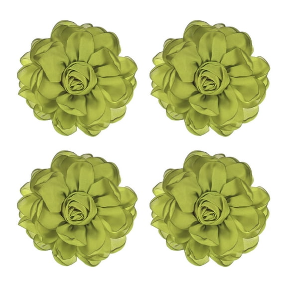 Uxcell 4 Pack Rose Flower Brooches and Pins for Women, Lapel Pins Dainty Satin Fabric Big Camellia Hair Flowers Clips Olive