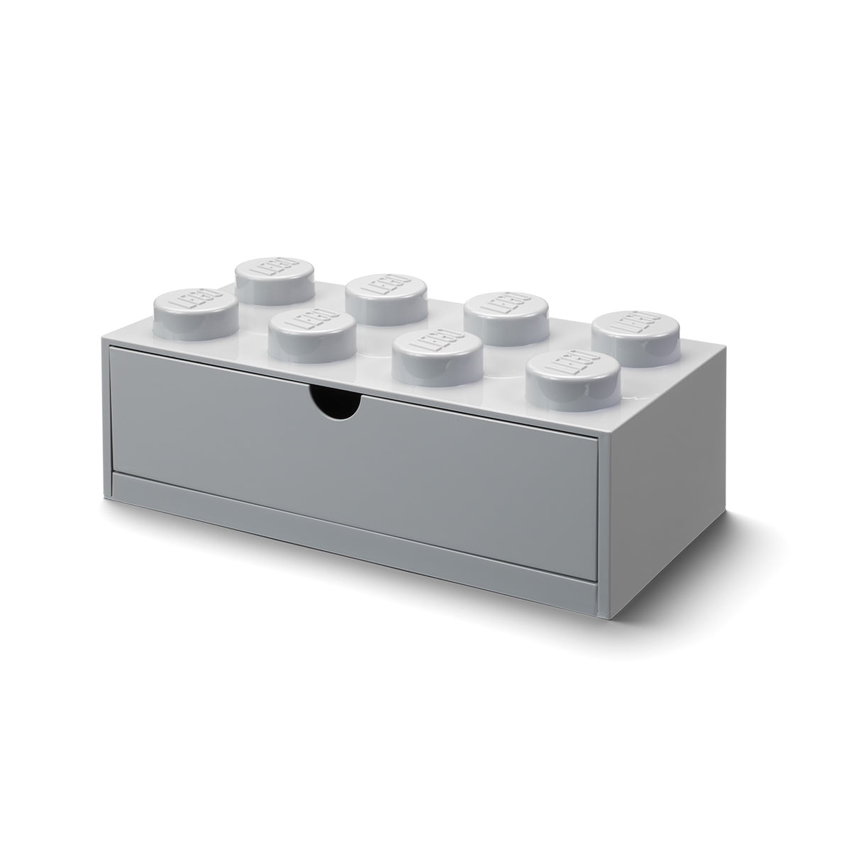 LEGO Desk Drawer Stackable Storage with 8 Knobs, Grey