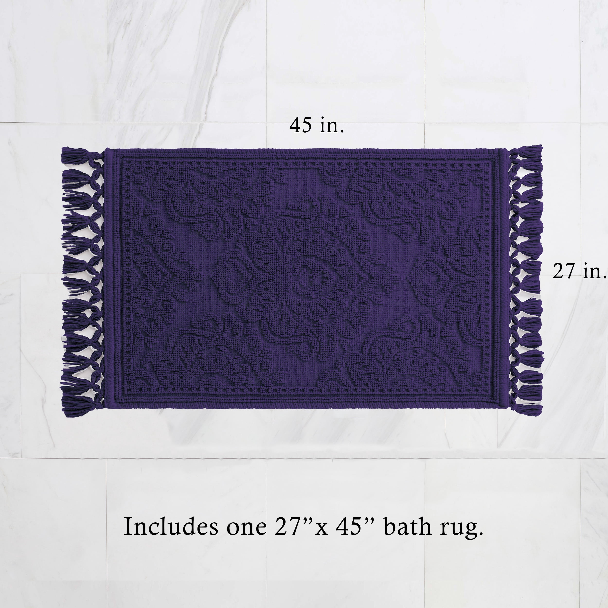 Jean Pierre Ricardo Cotton Fringe 27 x 45 in. Bath Rug, Indigo
