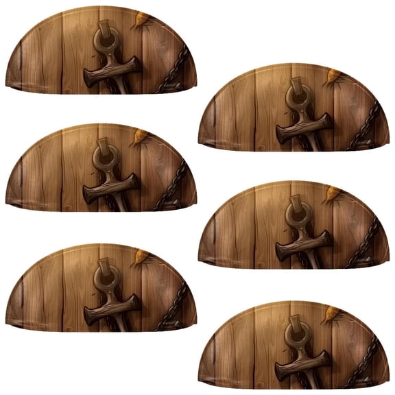 PhooArto 6 Pcs Cup Drawer Pulls, Vintage Wooden Board Anchor Shell Shape Handles Cabinet Knobs for Dresser Cupboard Closet Wardrobe with Screws