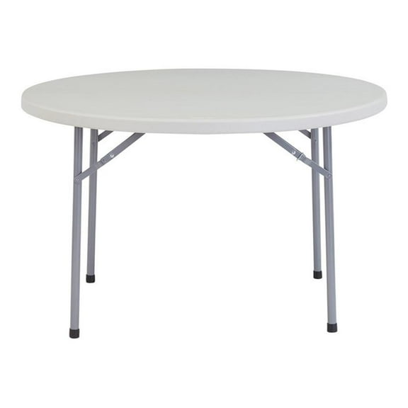 Pemberly Row 48" Round Plastic Heavy Duty Folding Table in Speckled Gray
