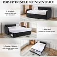 thumbnail image 5 of Wiilayok 81" Twin Size Daybed with Pull Out Trundle Bed, Black Velvet Upholstered Day Bed Frame for Adults,Twin to King Daybed with 2 Storage Cabinets - Perfect for Living Room or Bedroom, 5 of 8
