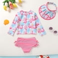 thumbnail image 4 of Younger Tree Toddler Girl Swimsuit Baby Long Sleeve Rash Guard Set with Sun Hat UPF Sun Proction Bathing Suit Swimwear for 2-3T, 4 of 9